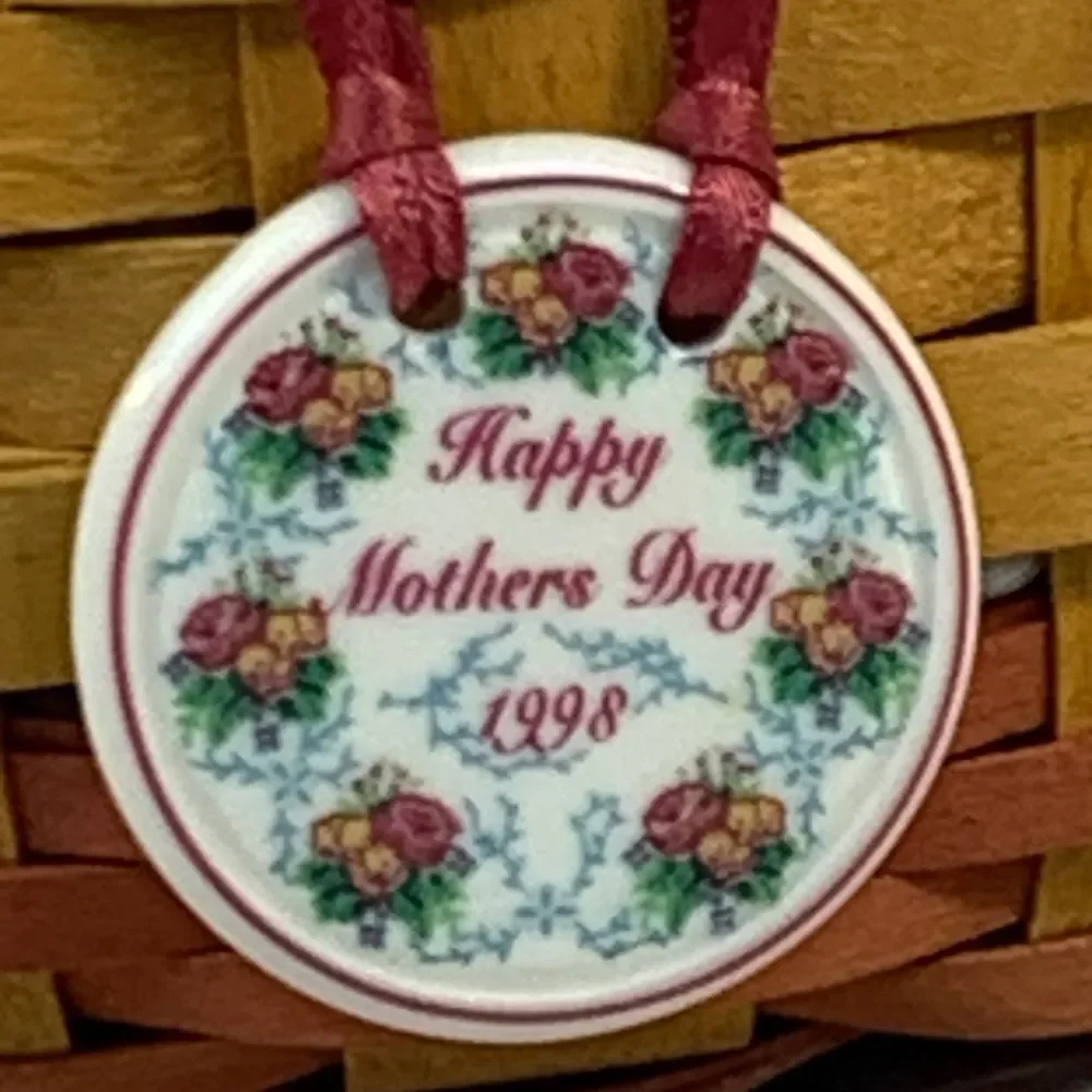 Longaberger 1998 Mothers Day‎ Basket Handwoven Floral Liner & Hang Tag
